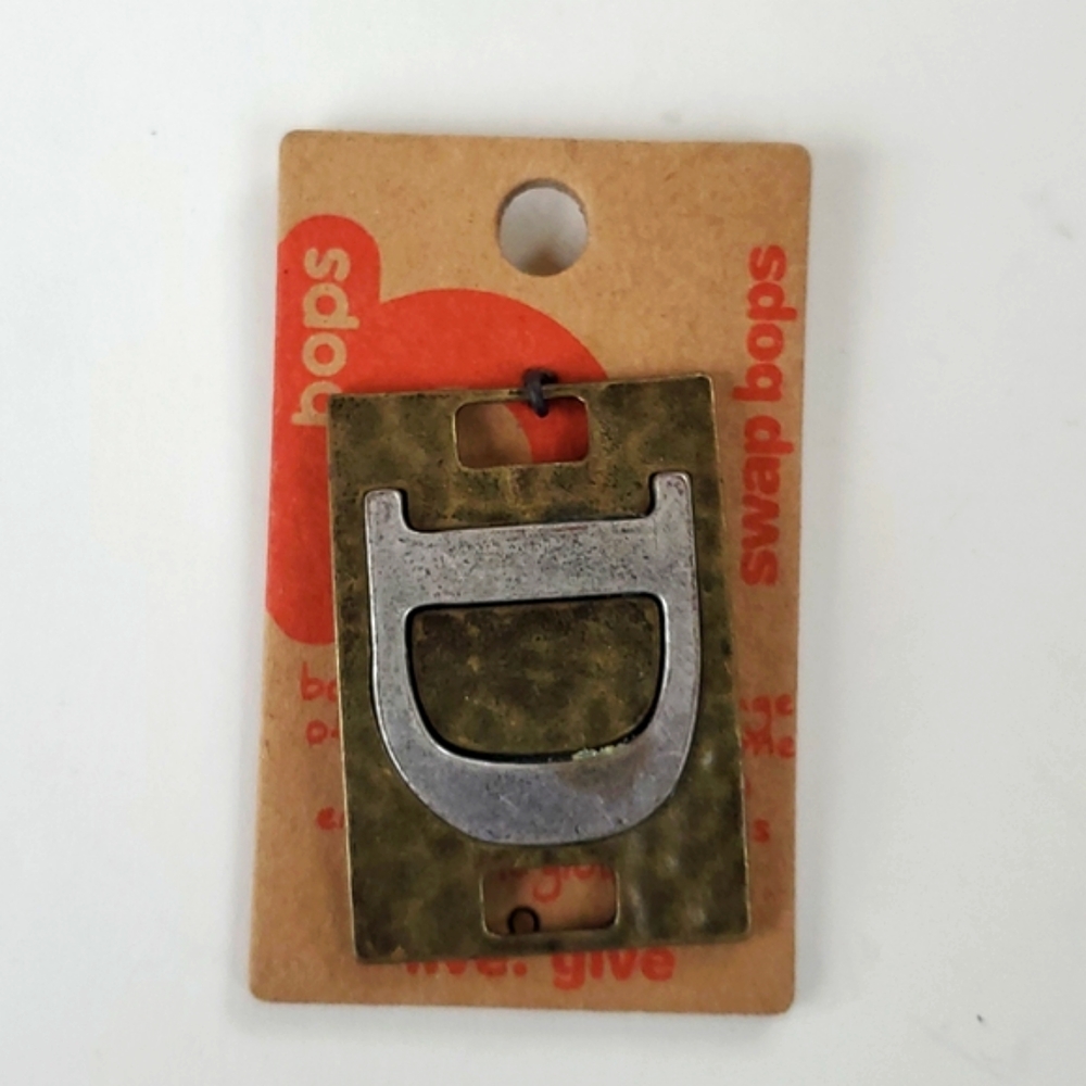 Boutique Swap Bops Adornment Charm Large Rectangle D Any Necklace or Bracelet